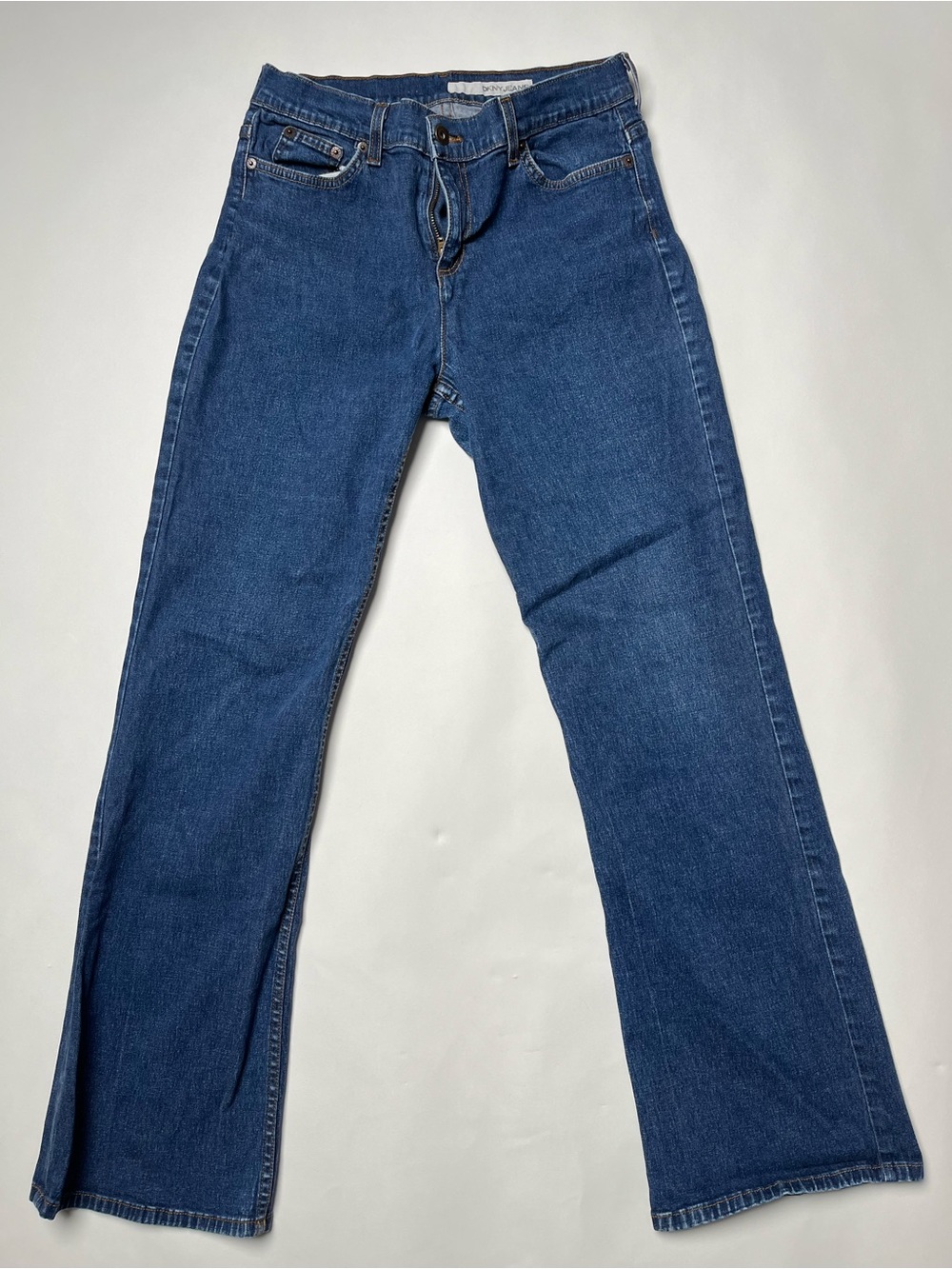DKNY Straight Leg Jeans in Dark Blue Denim